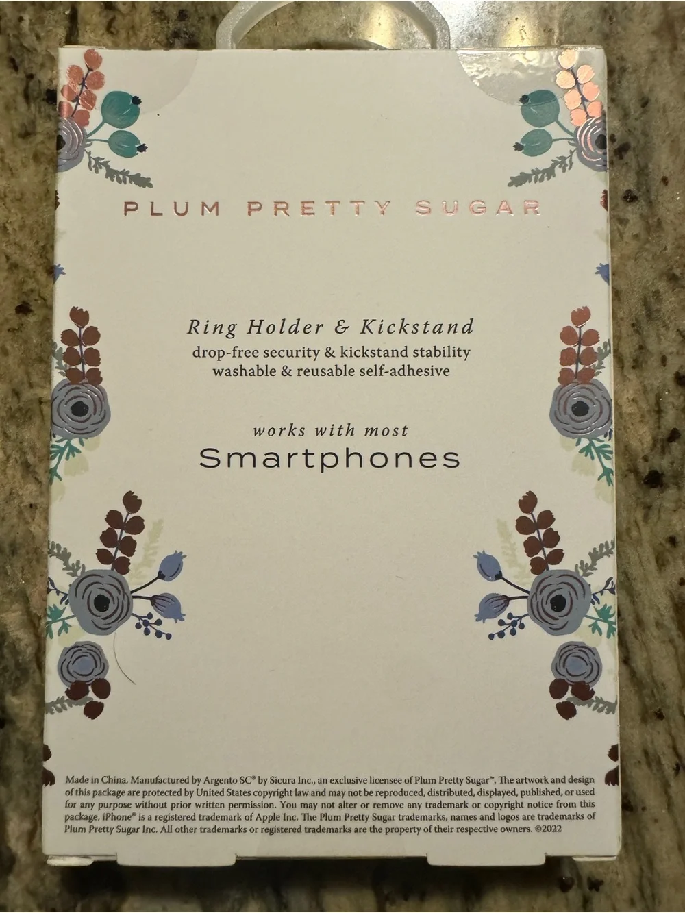 NWT Plum Pretty Sugar Pressed Floral Smartphone Ring Holder & Kickstand